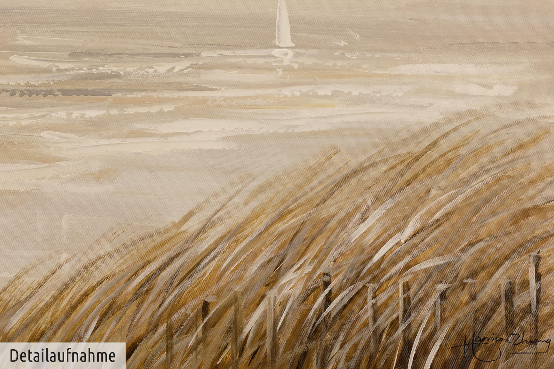 ÖLGEMÄLDE 90/60 cm - Beige, Holz/Textil (1.38/60cm) - KUNSTLOFT