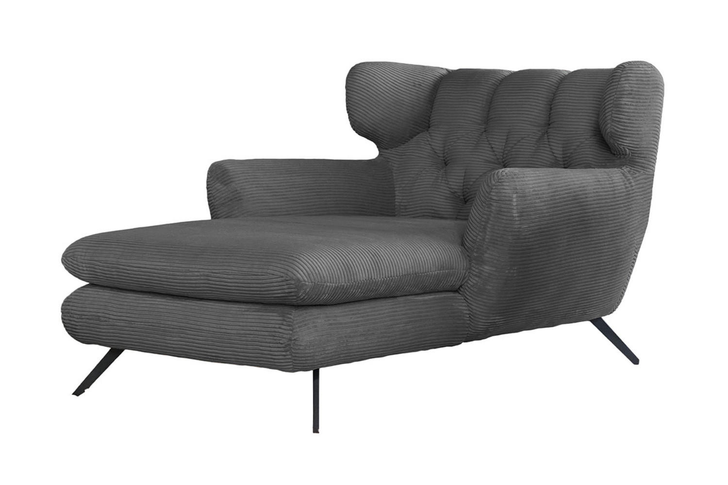 LONGSEAT CHAMRE Granit - Dunkelgrau/Schwarz, Textil/Metall (130/95/160cm) - KAWOLA