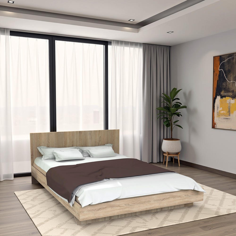 BETT LOFT / Bett 140x190 + 1 Lattenrost + Kopfteil - Eiche gebleicht dekor - Sonoma Eiche, Holzwerkstoff (140/190cm) - Weber Industries