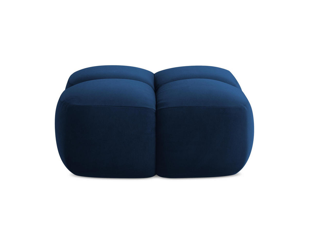 POUF Samt Stoff Blau - Blau/Schwarz, Holzwerkstoff/Kunststoff (90/39/90cm) - Makamii