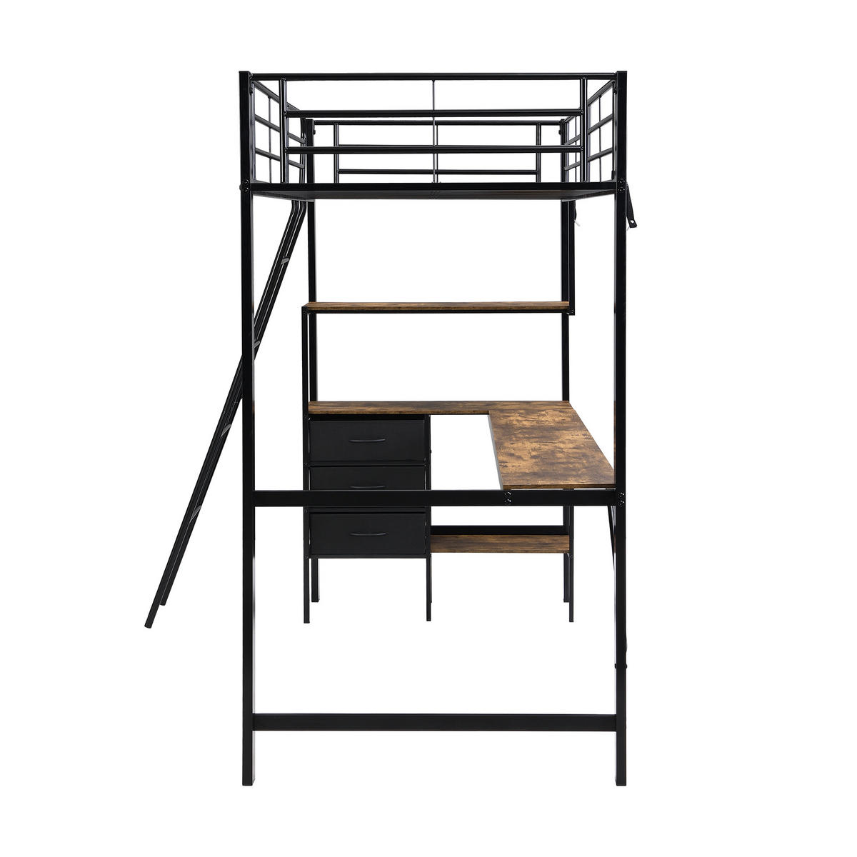 HOCHBETT 90/200 cm Schwarz, Dunkle Walnuss - Schwarz, Metall - Raumix