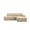 ECKSOFA TESSO R-S Beige Kordstoff mit Schlaffunktion - Beige, Holz (247/170cm) - MASSENO