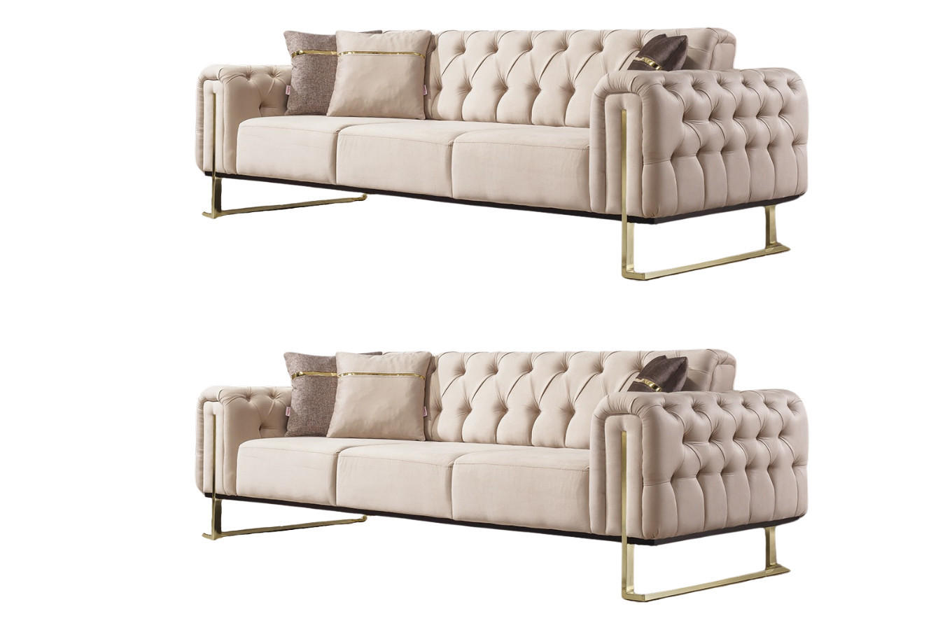 SITZGARNITUR Nova Beige Stellvariante:2+2 - Beige, Holz (190/78/95cm) - Villa Möbel