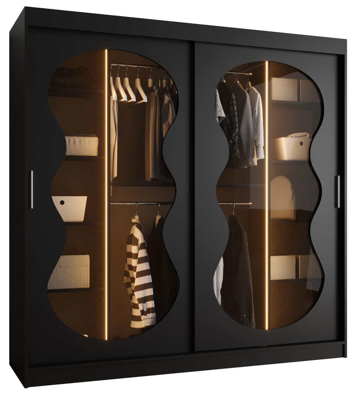 Abiks Möbel Schwebetürenschrank Schwarz 200x200x62 cm