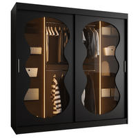 SCHWEBETÜRENSCHRANK 200/200/62 2-türig - Schwarz, Holz (200/200/62cm) - Abiks Möbel