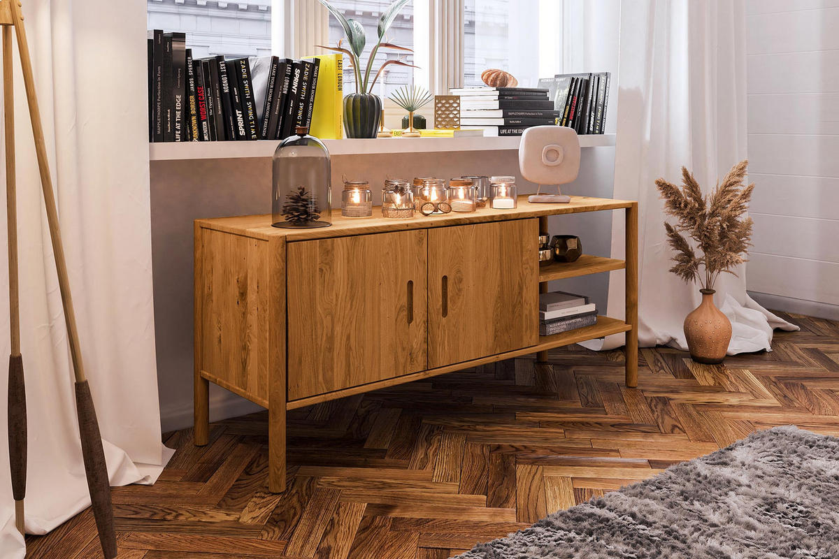 KOMMODE INA Wildeiche - Mokka, Holz (142/64/46cm) - byoak
