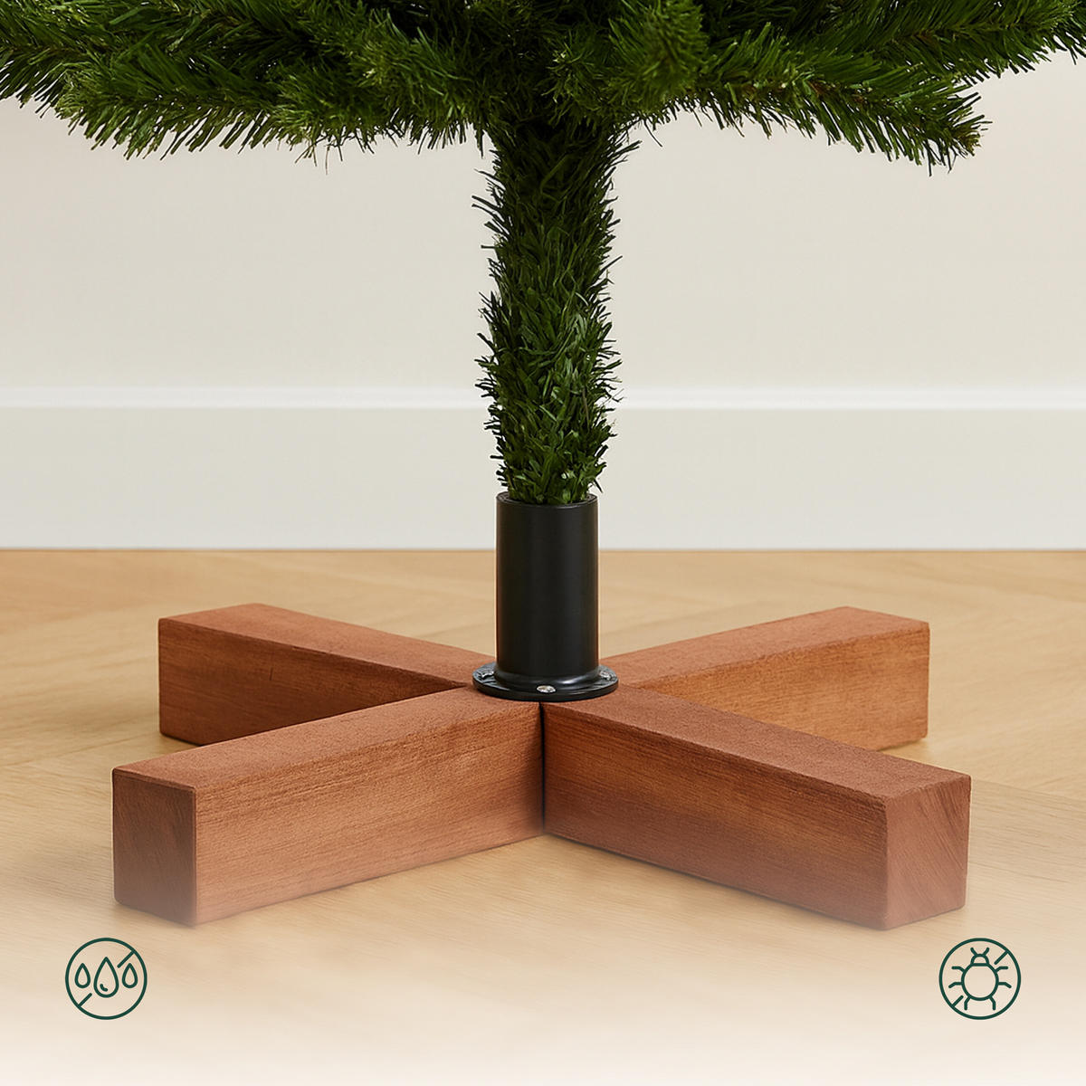 KUNST-WEIHNACHTSBAUM - Dunkelgrün, Holz/Kunststoff (240cm) - Relaxdays