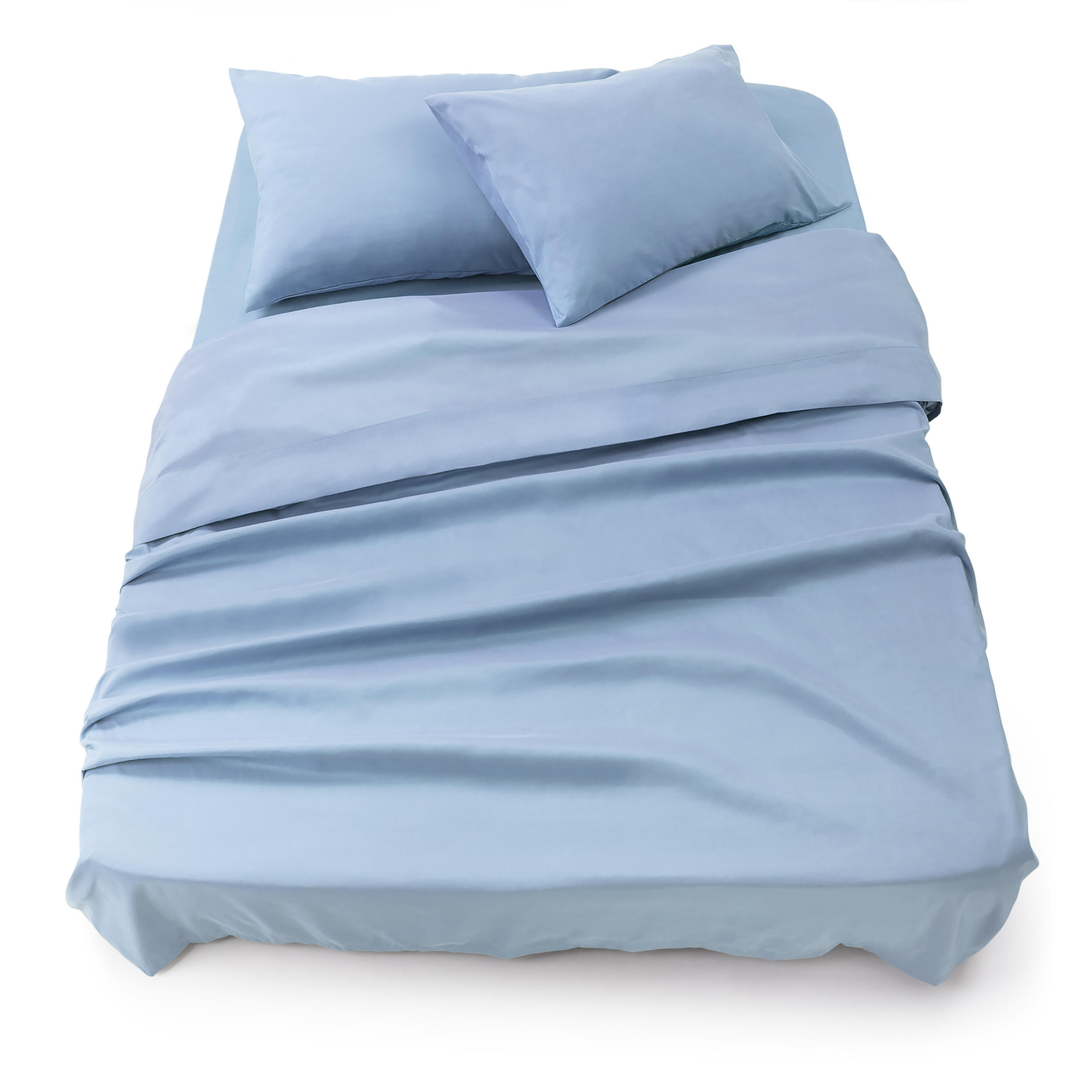 BETTLAKEN 3er Set - Spannbettlaken 135x190x30cm 2X Kissenbezug 50x80cm - Blau - Blau, Textil (135/190cm)