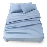 BETTLAKEN 3er Set - Spannbettlaken 180x200x30cm 2X Kissenbezug 50x80cm - Blau - Blau, Textil (180/200cm)