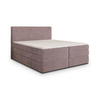 BOXSPRINGBETT MATERN 160x200 cm mit Matratze und Topper - Rosa - Rosa, Holz (160/200cm) - MASSENO