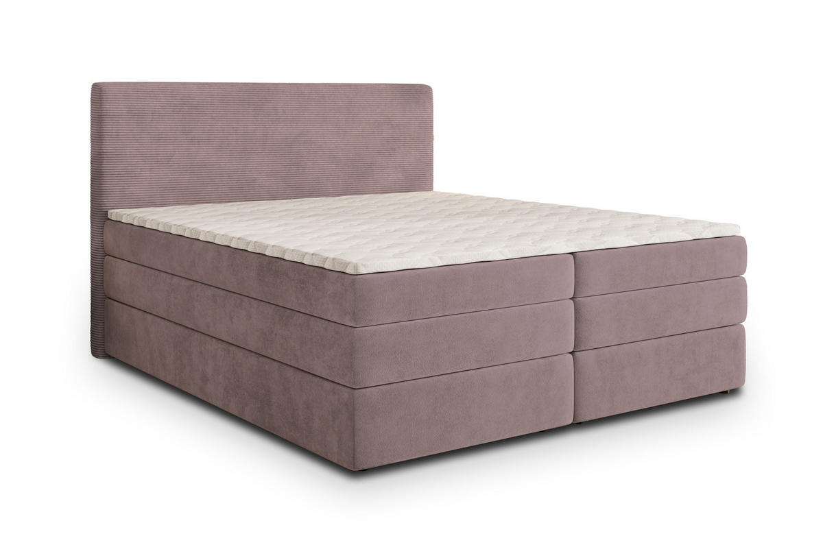 BOXSPRINGBETT MATERN 160x200 cm mit Matratze und Topper - Rosa - Rosa, Holz (160/200cm) - MASSENO