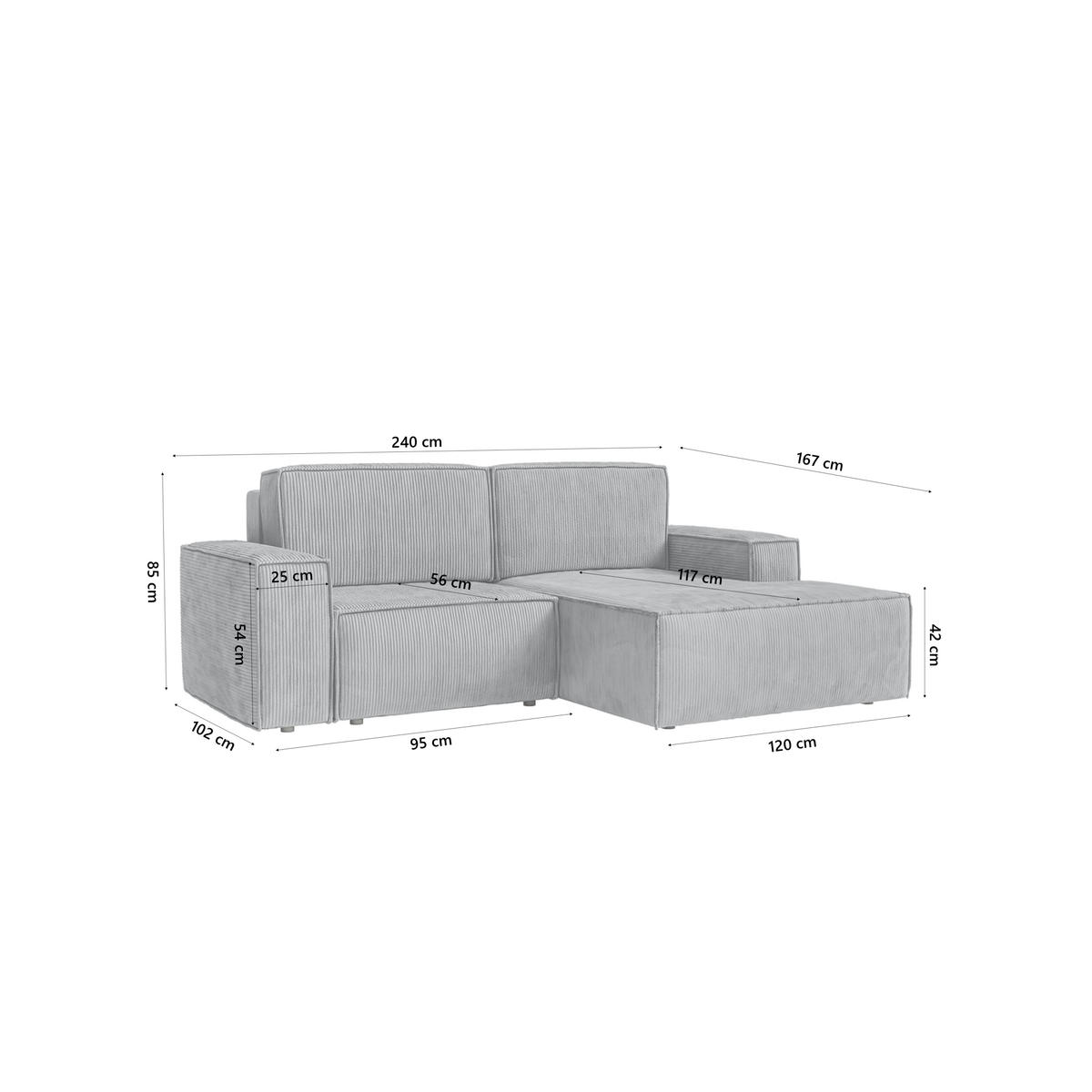 ECKSOFA KOKKO MINI mit Schlaffunktion, Grau - Grau, Textil (240/167cm) - Fedve