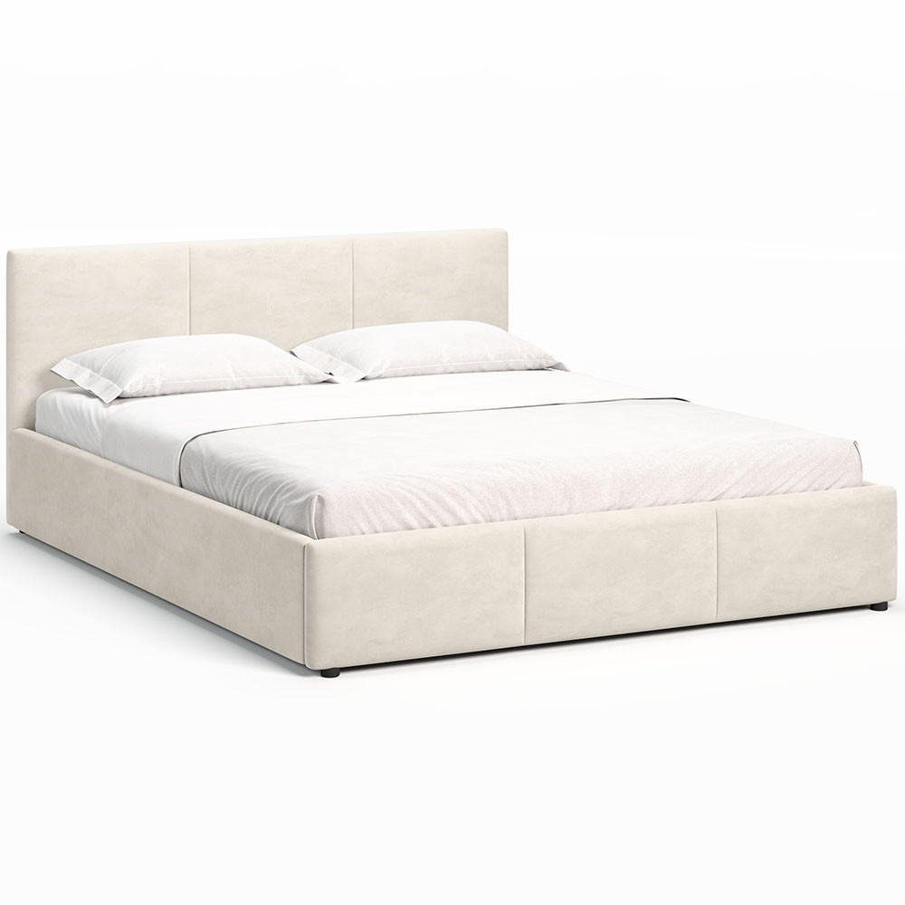 POLSTERBETT 160×200 cm mit Bettkasten und Lattenrost Nela HLR-1 Beige Velours - Beige, Holz/Textil (160/200cm) - Jana