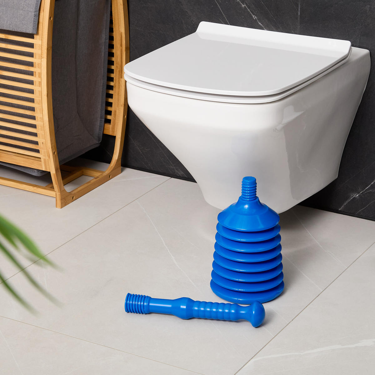 PÜMPEL-SAUGGLOCKE - Blau, Kunststoff (15.5/15.5/49cm) - Relaxdays