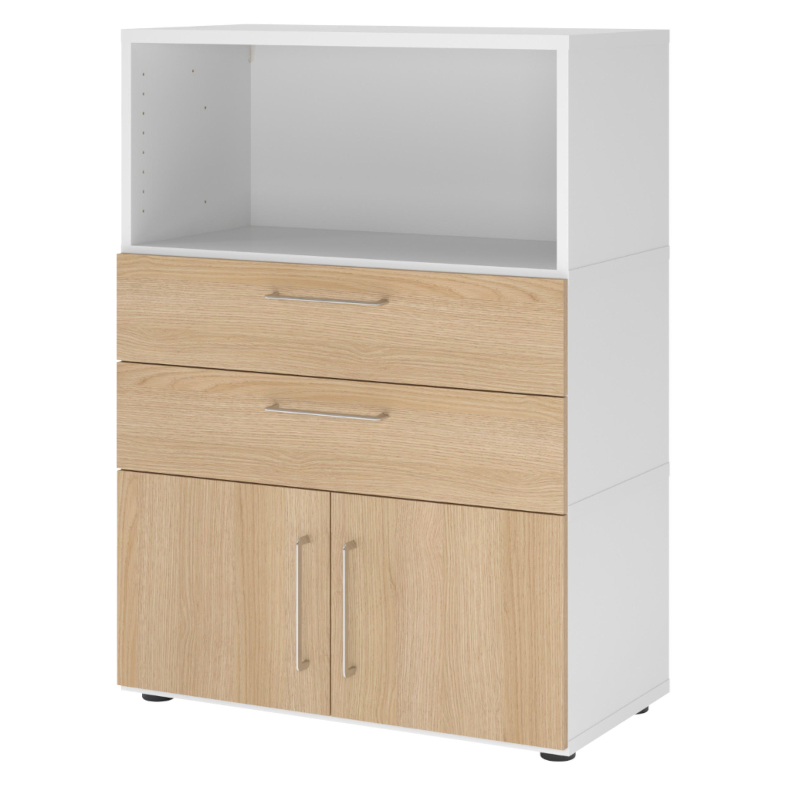 bümö Aktenschrank Weiß, Eiche 80x110x41.7 cm
