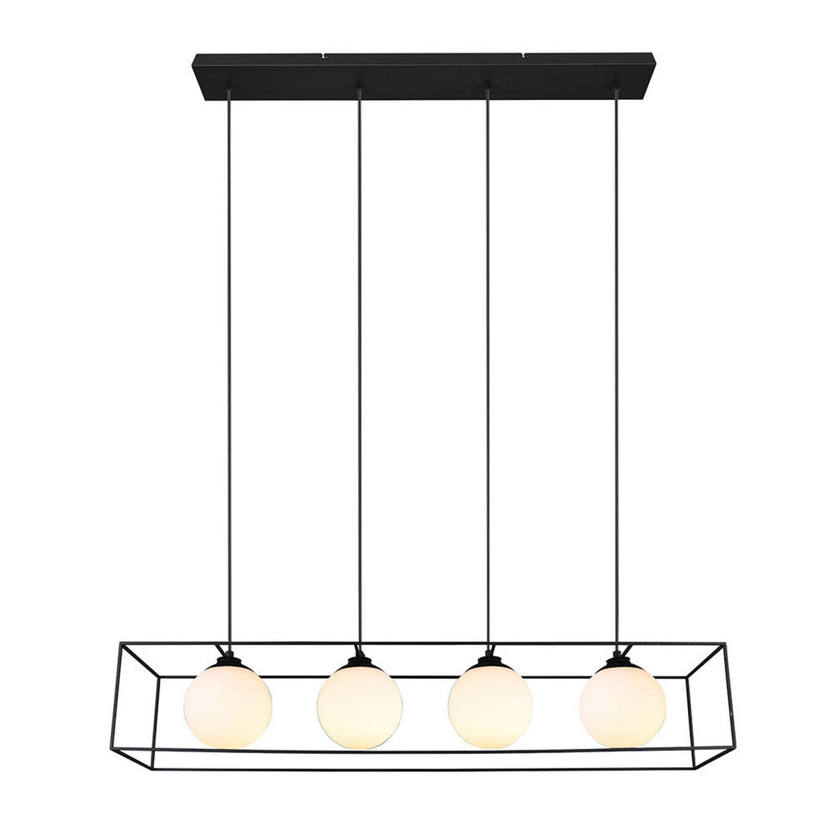 HÄNGELEUCHTE Metall Glas schwarz 4-flammig - Schwarz, Glas (100/20/150cm)