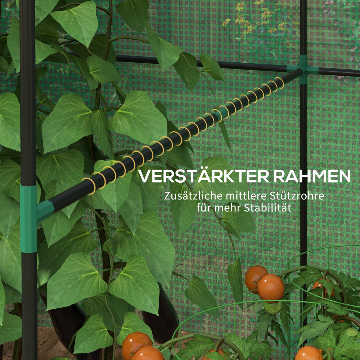 FOLIENGEWÄCHSHAUS, Grün, Stahl, PE - Grün, Kunststoff (140/200/200cm) - Outsunny