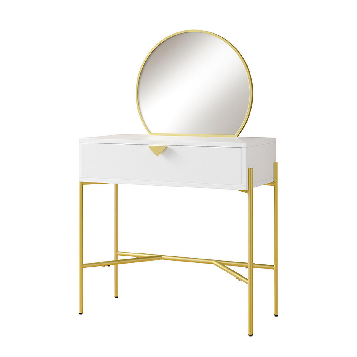 FRISIERTISCH MIT SPIEGEL Melissa Weiß 84.4 cm mit Schublade - Goldfarben/Weiß, Holzwerkstoff (84.4/130/40cm) - Vicco