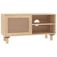 TV-SCHRANK Braun 80/30/40 Cm Massivholz Kiefer Und Natur-Rattan - Braun, Holz (30/40/80cm) - vidaXL