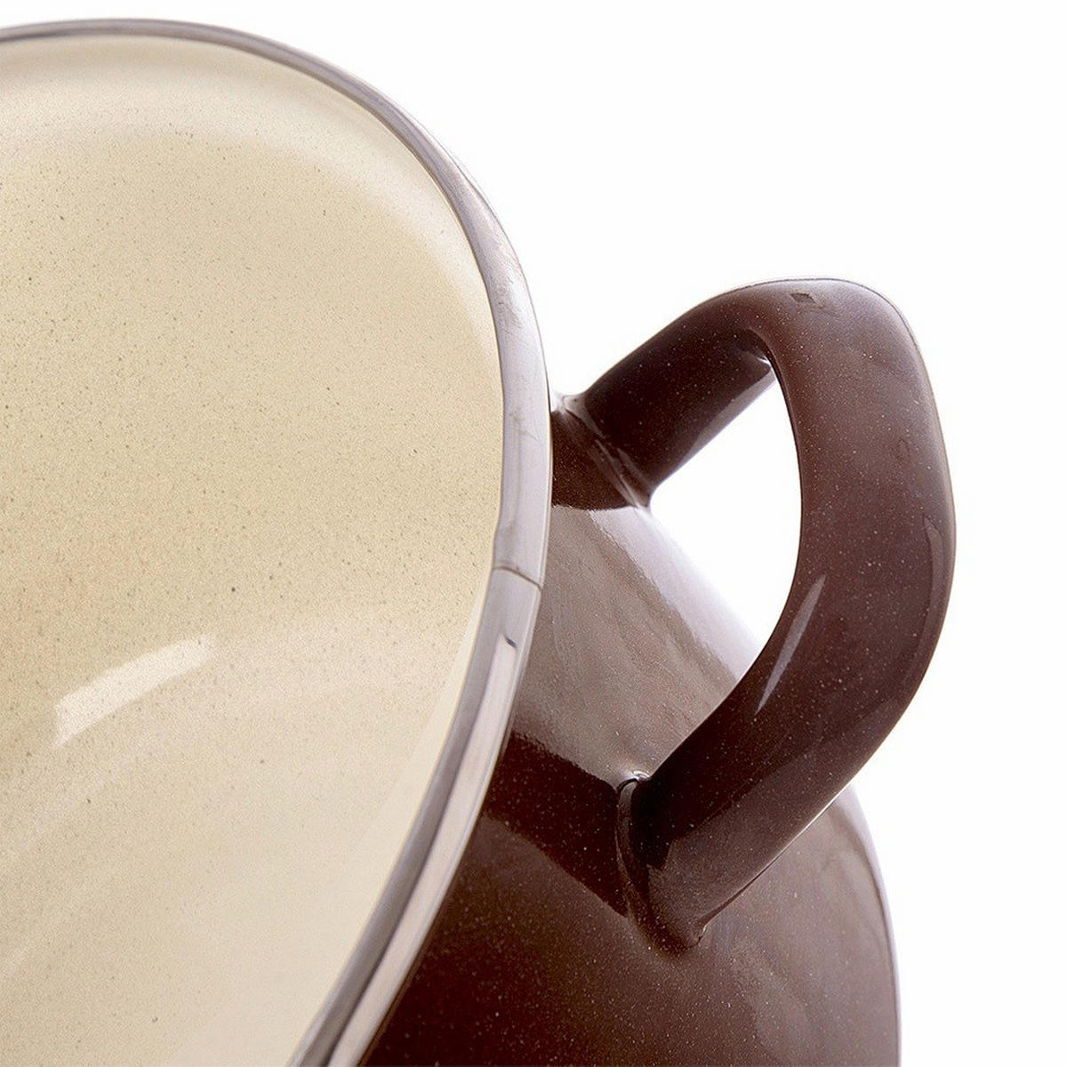 EMAILLIERTOPF Brown mit Griffen braun - Braun, Metall (22cm) - Orion 