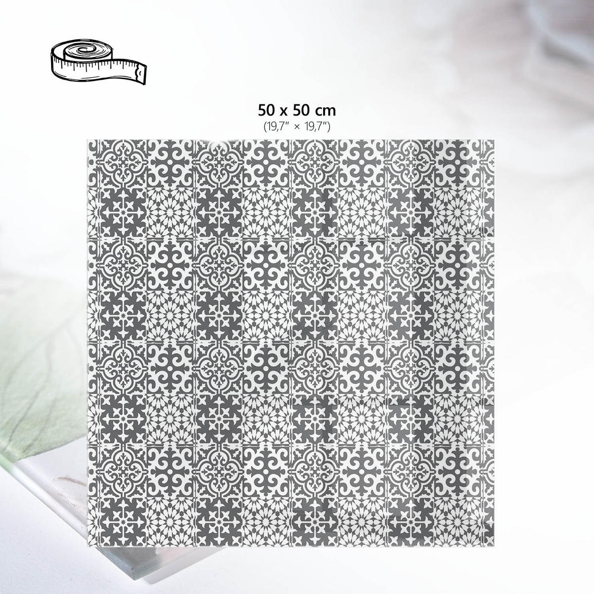 TISCHPLATTE 50x50 cm – Klassische Muster - Braun, Glas (50/50/0.4cm) - Wallfluent