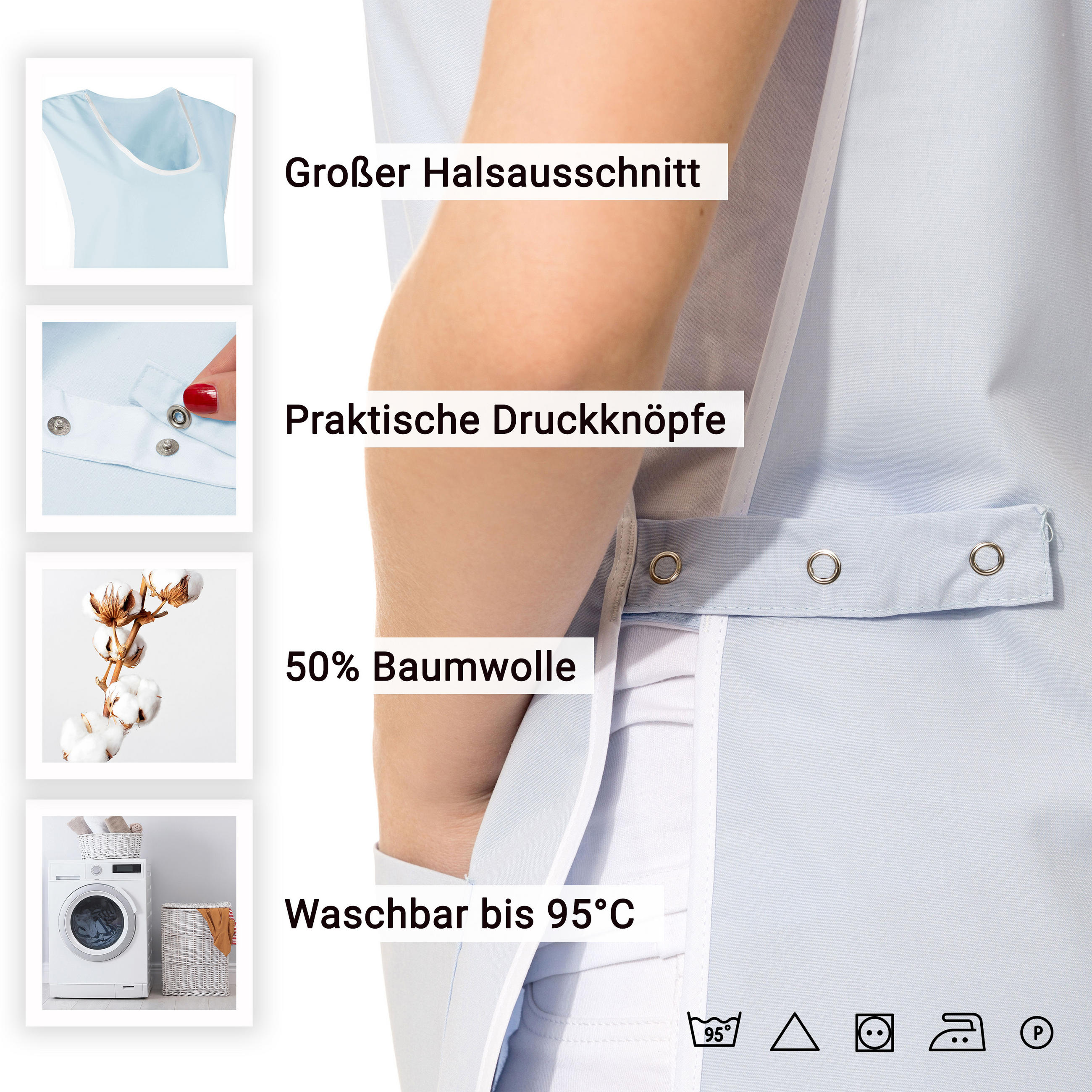 SCHÜRZE , onesize, 50% Polyester, 50% Baumwolle, Blau - Hellblau, Textil (62/90cm) - Zollner