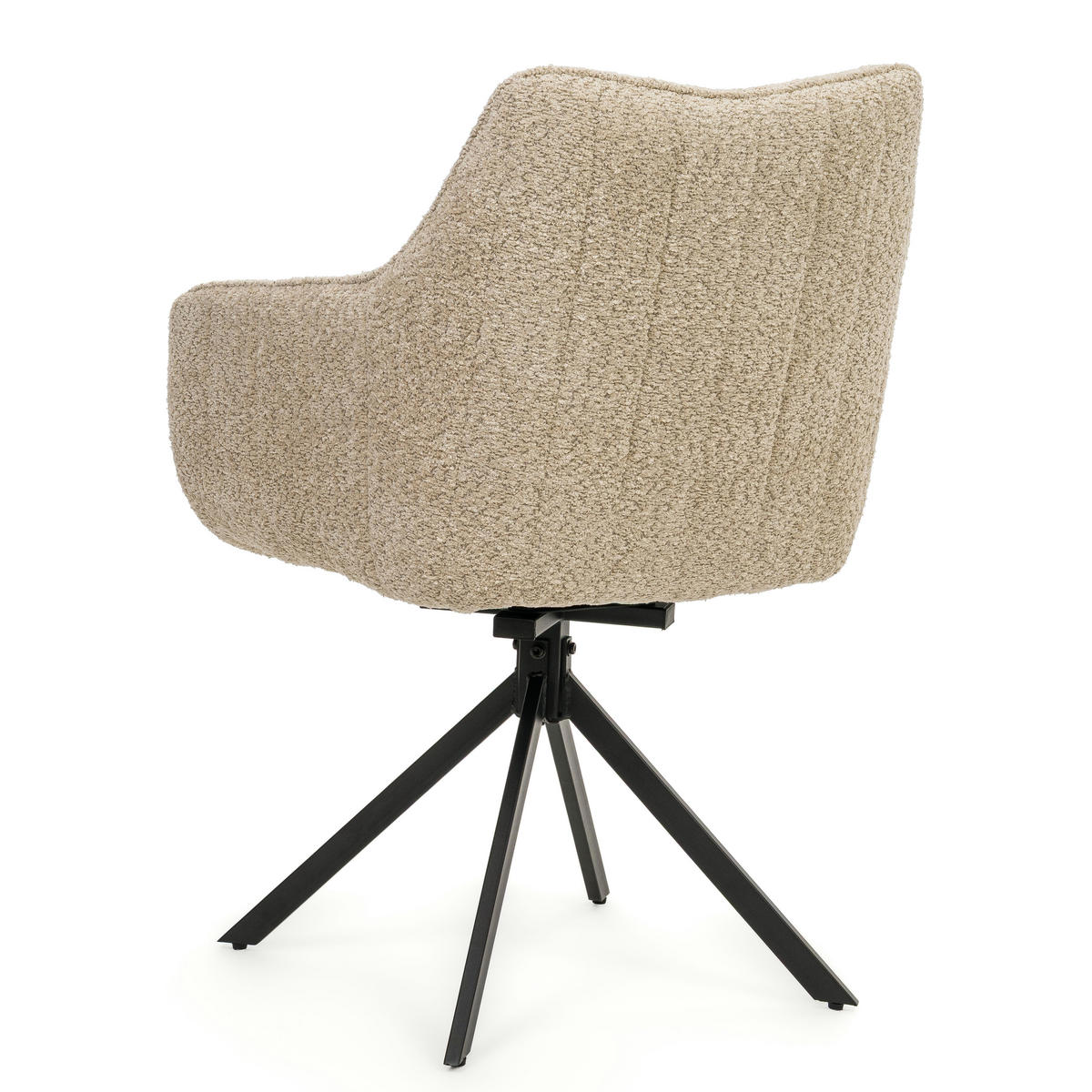 STUHL PIANO drehbar gepolsterter mit Steppung - hellbeige - Boucle - Beige/Schwarz, Textil/Metall (59/88/61cm) - NEW HOME