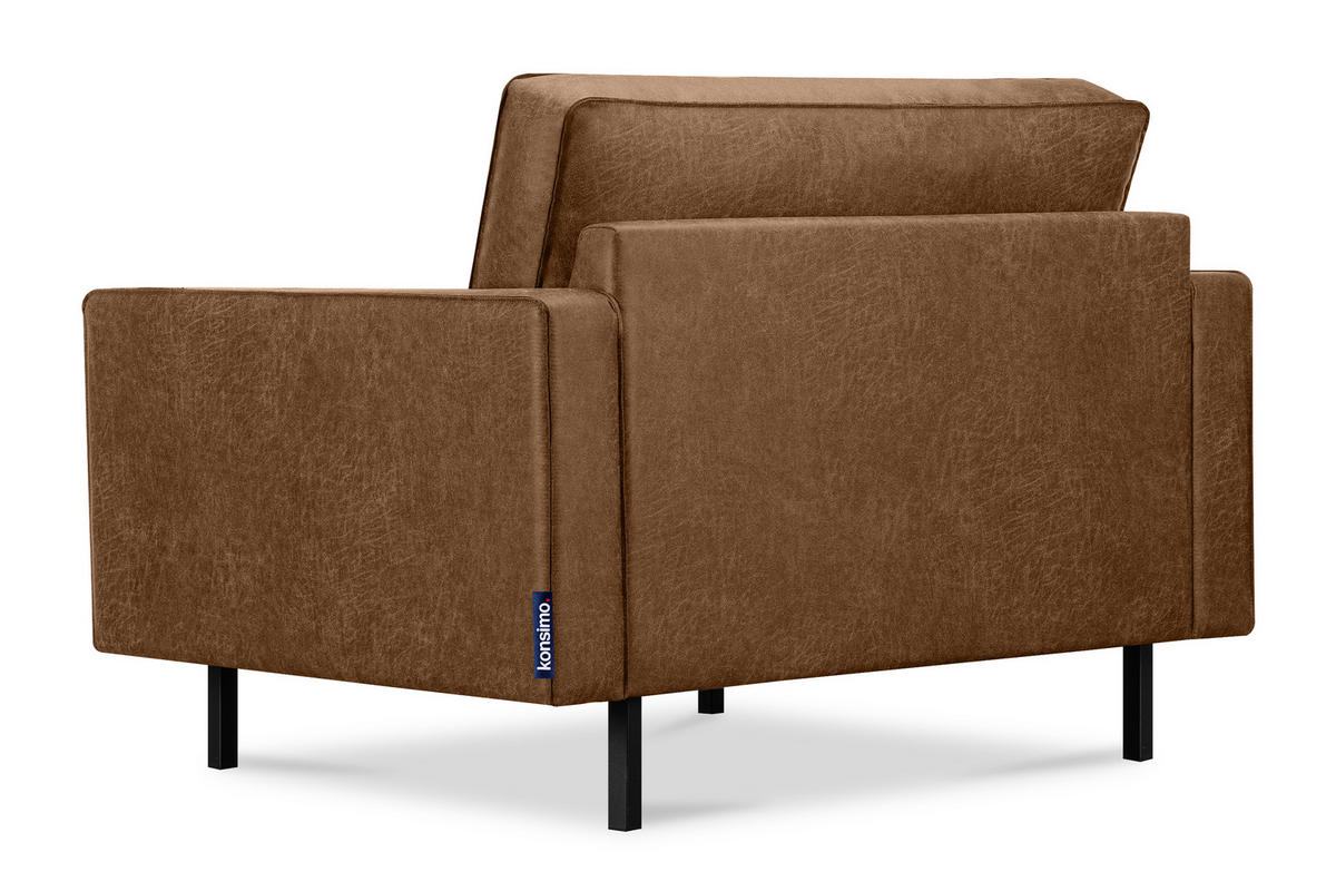 1,5-SITZER-SESSEL INVIA mit Armlehnen vintage, Lederoptik-Stoff, Braun - Schwarz/Braun, Textil (116/87/98cm) - KONSIMO®