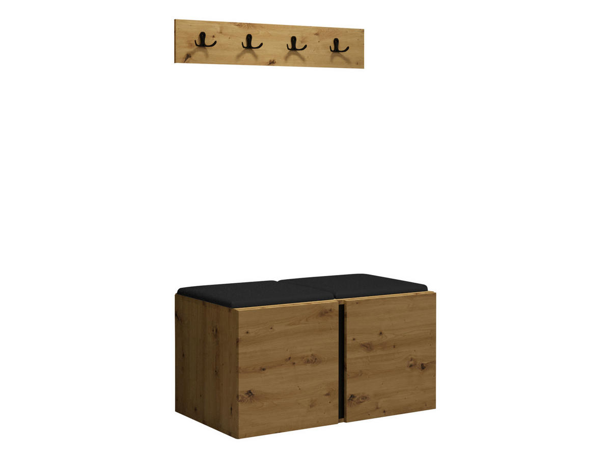 GARDEROBEN-SET Orion VI - Schwarz/Eiche Artisan, Holzwerkstoff/Kunststoff (84/42/46cm) - MIRJAN24