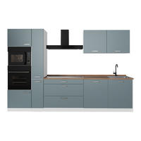 KÜCHENZEILE R-Line, Blau-Grau/Weiß, 310 cm ohne Arbeitsplatte - Blaugrau/Weiß, Holzwerkstoff (310/206.8/46cm) - Vicco