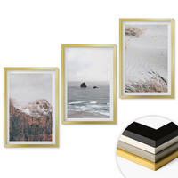 WANDBILDER 3er Set - 40x60 cm Goldrahmen - Berge, Wolken, Meer, Sand, Natur - Goldfarben, Kunststoff (40/60cm) - ArtPrintCave