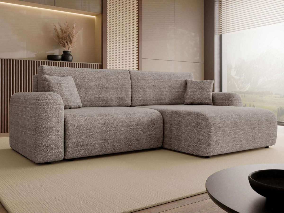 ECKSOFA Floryn L - Schwarz/Grau, Holz/Kunststoff (245/145cm) - MIRJAN24