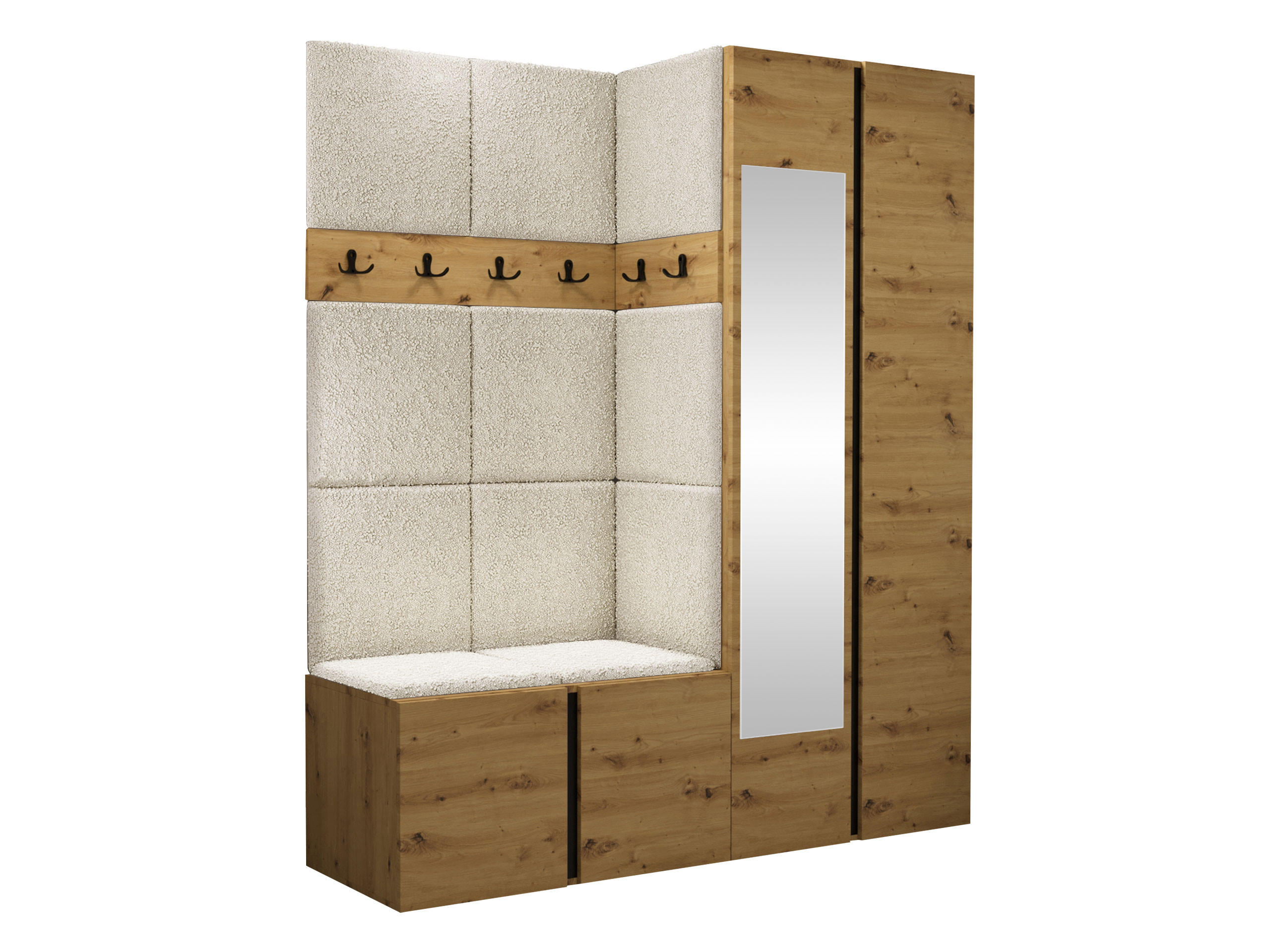 GARDEROBEN-SET Orion XII - Creme/Eiche Artisan, Holzwerkstoff/Kunststoff (158/186/46cm) - MIRJAN24