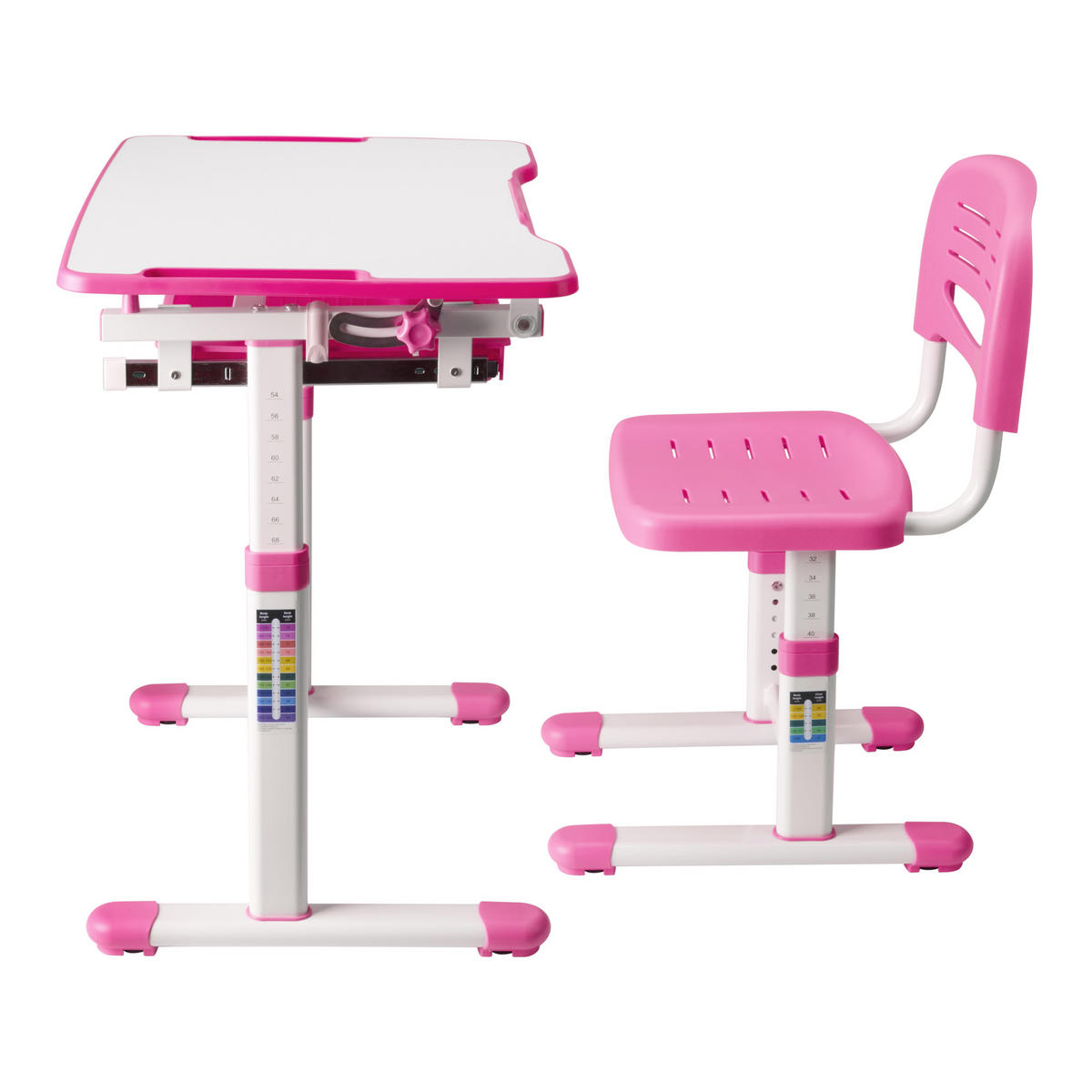 KINDERSCHREIBTISCH-SET 2 TLG. Sala - Pink/Weiß, Holzwerkstoff/Kunststoff (66.5/54/47.5cm) - [en.casa]
