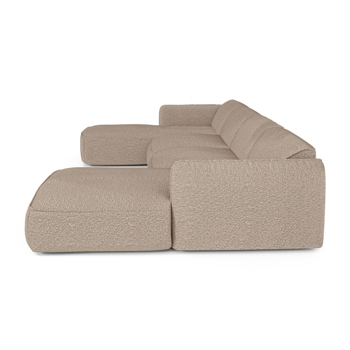 WOHNLANDSCHAFT Bouclé-Stoff Taupe 346cm - Taupe, Textil (346/76/166cm) - Sia Home