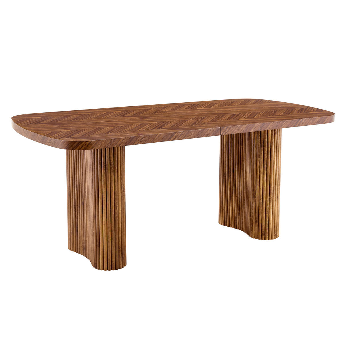ESSTISCH 180/90/75 cm nussbaumfarben aus MDF mit bogenförmiger Säulenstütze - Walnussfarben, Holzwerkstoff (180/90/76cm) - OKWISH