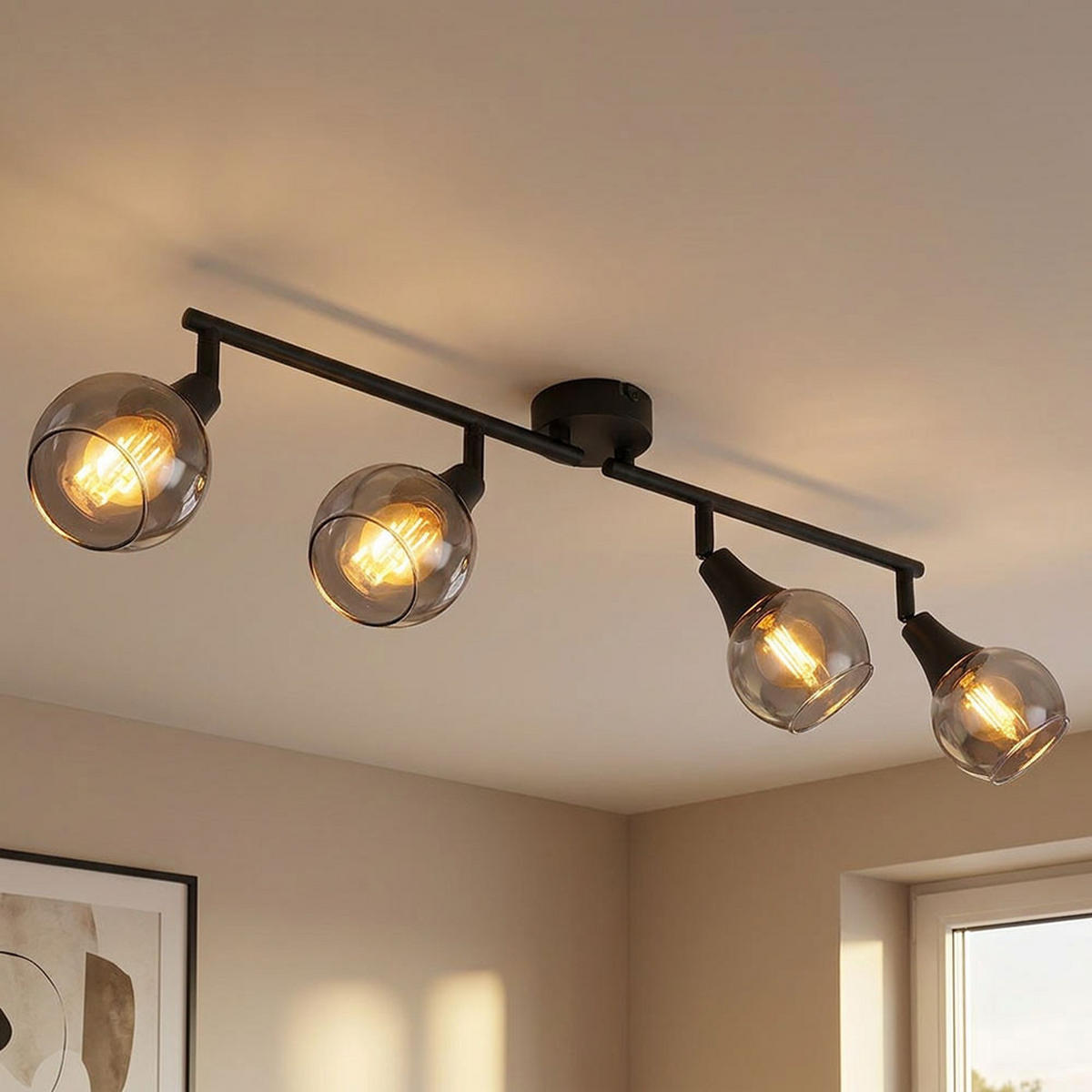 LED DECKENLEUCHTE Metall Schwarz Matt - Schwarz, Glas (60/9/16cm) - Globo Lighting
