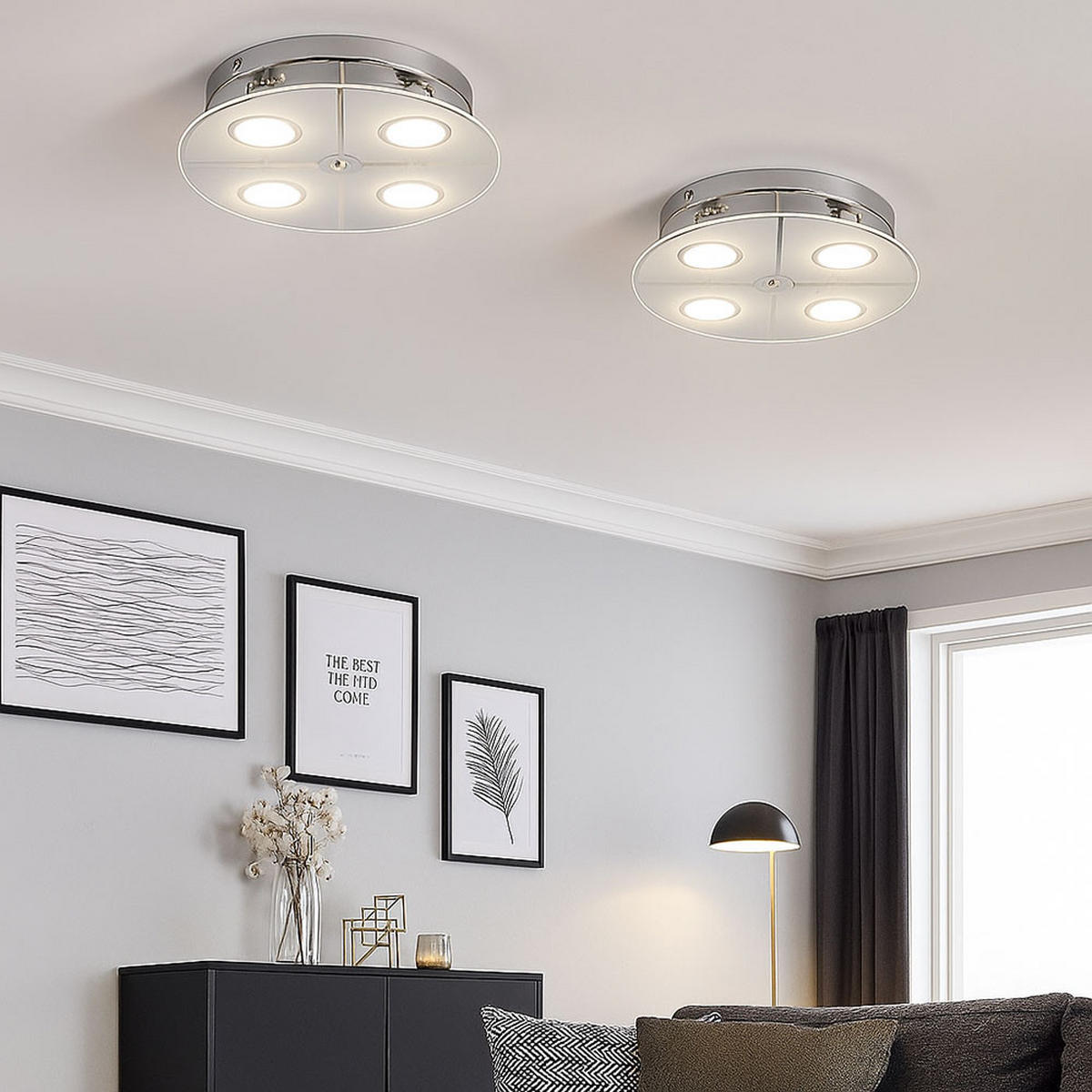 LED DECKENLEUCHTE RENE Metall Silber 2er Set - Silberfarben, Glas (30/30/7.5cm) - Globo Lighting