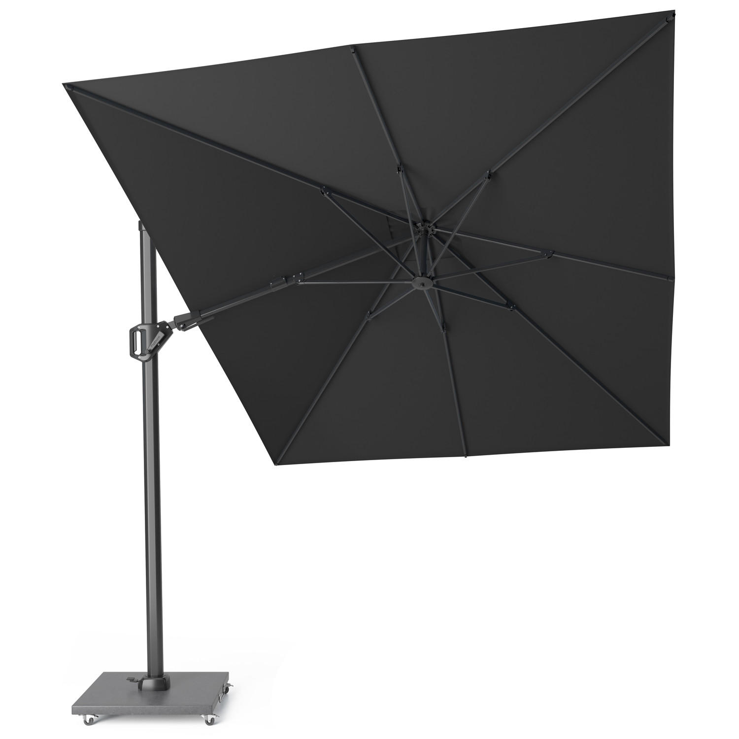 AMPELSCHIRM rechteckig 3.5 x 2.6 m Challenger T² Premium 360° kippbar schwarz/anthrazit - Schwarz, Metall (260/350cm) - Platinum