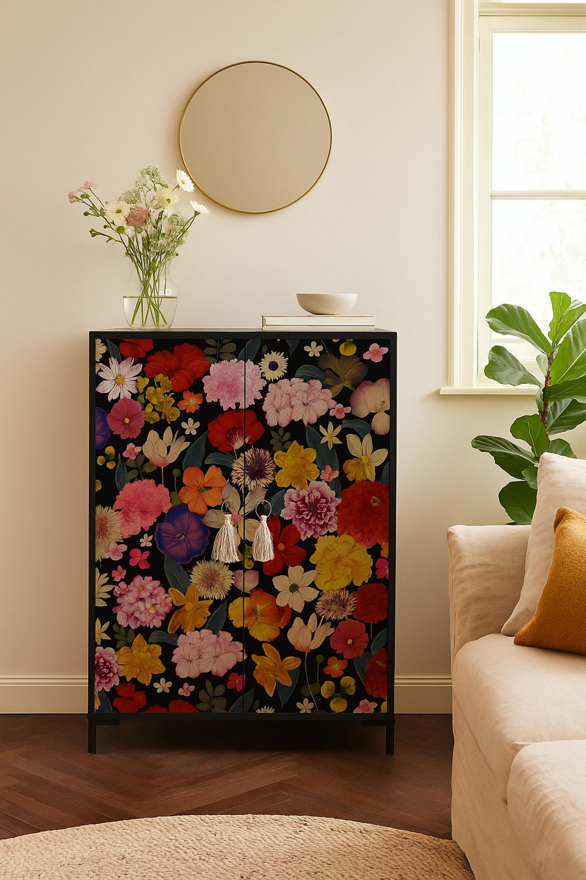 SIDEBOARD aus MDF mit 2 dekorativen Türen WALTER - Rosa, Holzwerkstoff (45/123/75cm) - RNT By Really Nice Things