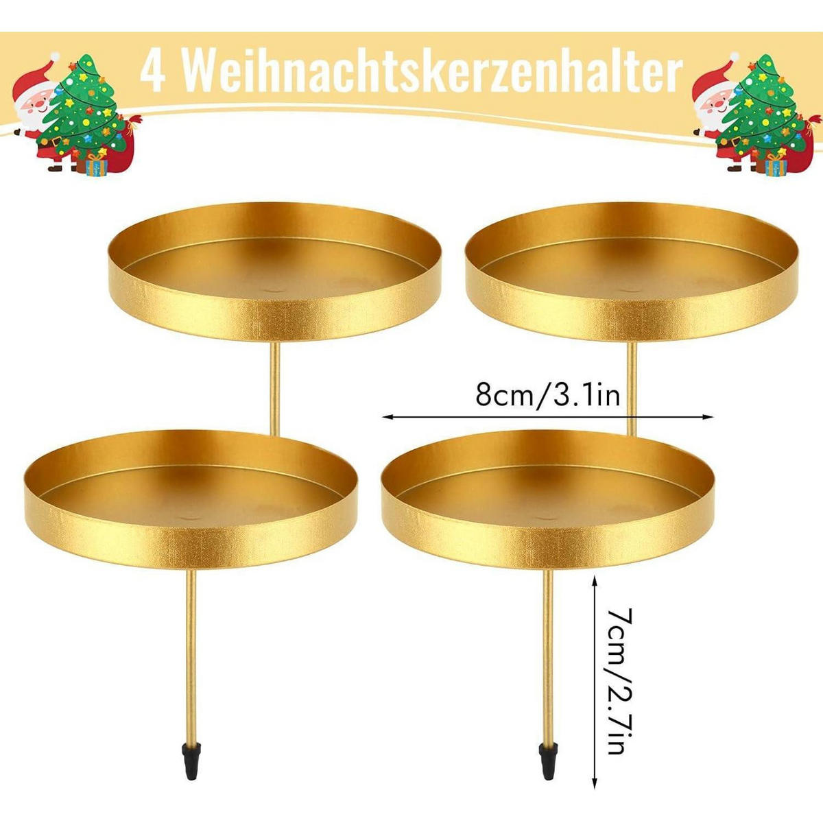 KERZENHALTER 4-teiliges Set Gold - Goldfarben, Metall (1/1/1cm)
