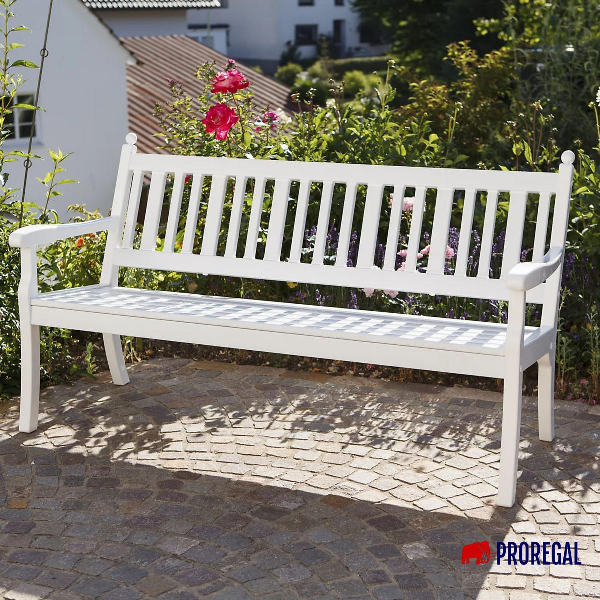GARTENBANK Aruba 3 Sitzer Weiß 88 x 160 x 69 cm Witterungskunststoff & UV Beständiger Kunststoff - Weiß, Kunststoff (160/88/69cm) - PROREGAL