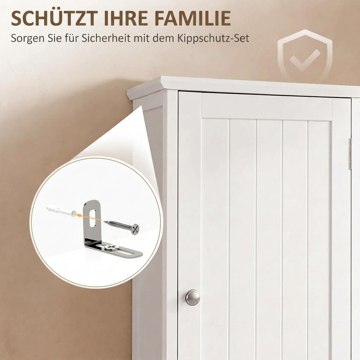 BADEZIMMERSCHRANK MDF Weiß - Weiß, Holzwerkstoff/Metall (30/180/45cm) - HOMCOM