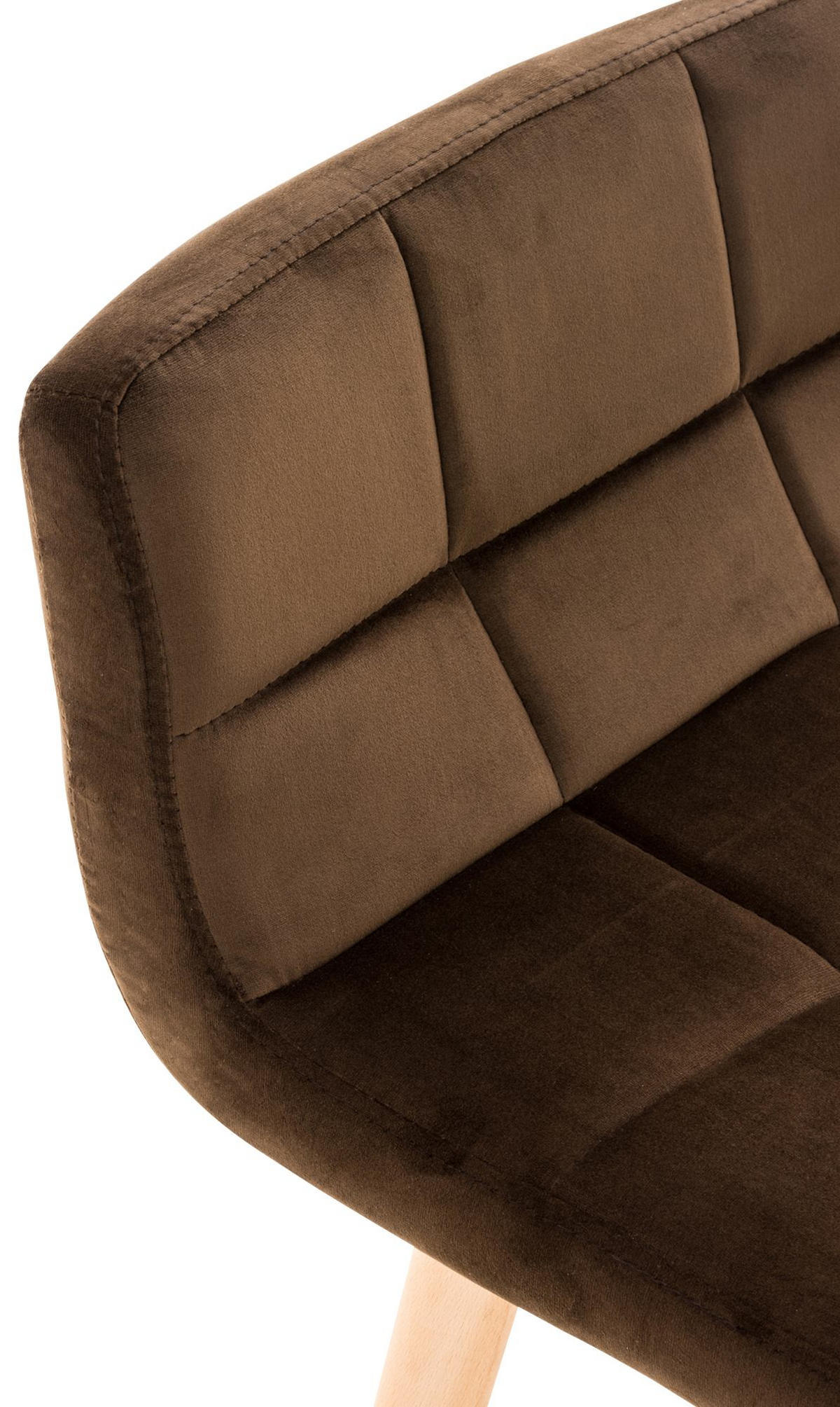 BARHOCKER 2er Set Samt Braun - Eukalyptusholzfarben/Braun, Holz/Textil (42/94/49cm) - CLP
