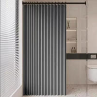 DUSCHVORHANG Grau magnetisch Leinen waschbar schnelltrocknend schimmelresistent blickdicht für Badewanne oder Dusche - Grau, Textil (100/200cm) - MCBOSON