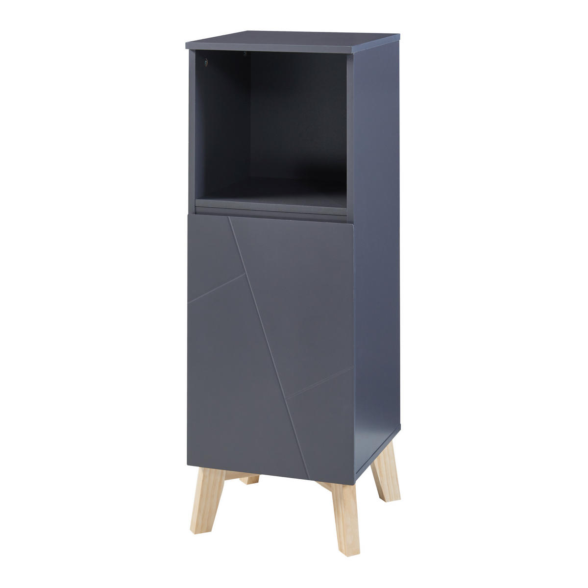 BADEZIMMERSCHRANK Overath - Naturfarben/Grau, Eichenholz/Holzwerkstoff (30/86/30cm) - [en.casa]