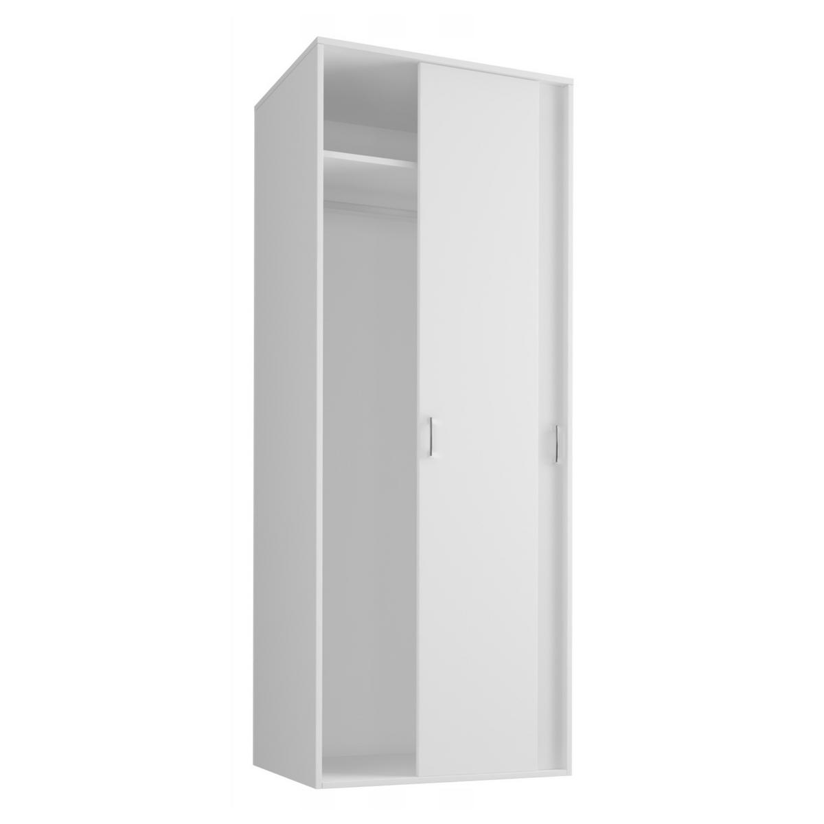 KLEIDERSCHRANK 2-türig, 70 cm Breite, mit Kleiderstange, weiß - Weiß, Holz (60/180.5/40cm) - Home Collective