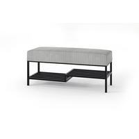 SITZBANK Mello 100 Grau, Schwarze Beine, Cordstoff Bank mit Ablage - Schwarz/Grau, Holzwerkstoff/Textil (100/45/35cm) - Bettso