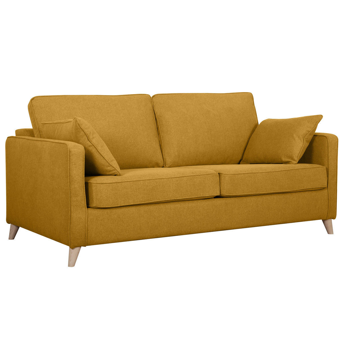 SCHLAFCOUCH Skandinavisch 3-Sitzer Kumingelb Matratze 10cm PAPEL - Gelb, Textil (102/77/180cm) - Miliboo