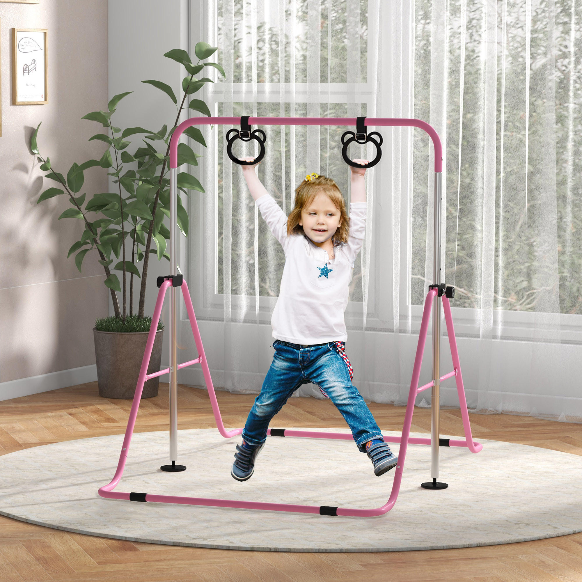 KINDERTURNSTANGE - Rosa, Metall (105/128/148cm) - HOMCOM